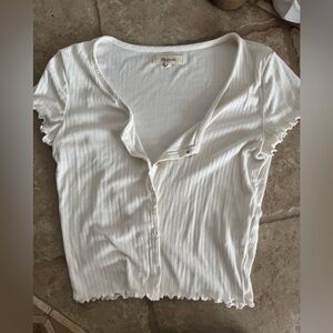 Madewell White Ribbed Button-Down Shirt